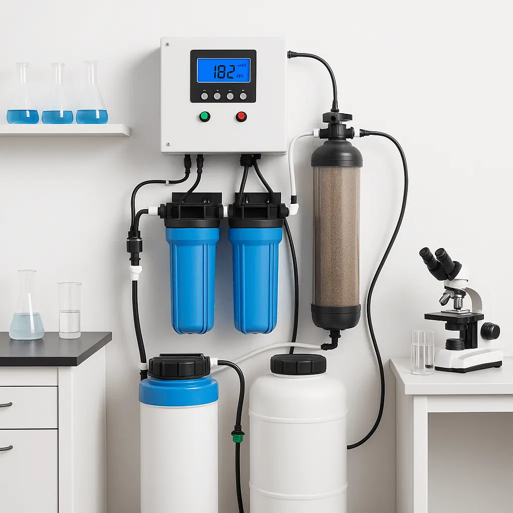 Ultrapure water for labs system installed in a research laboratory with RO and DI purification units across the UAE.