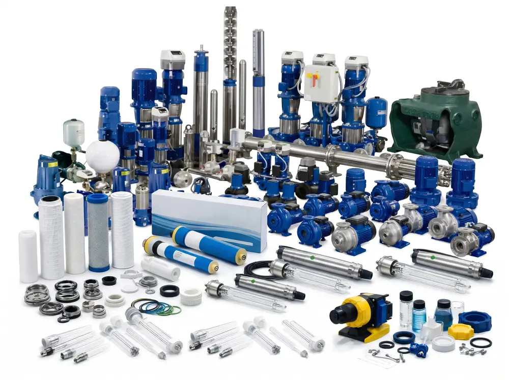 Replacement pump spare parts for industrial water treatment systems and multiple pump brands