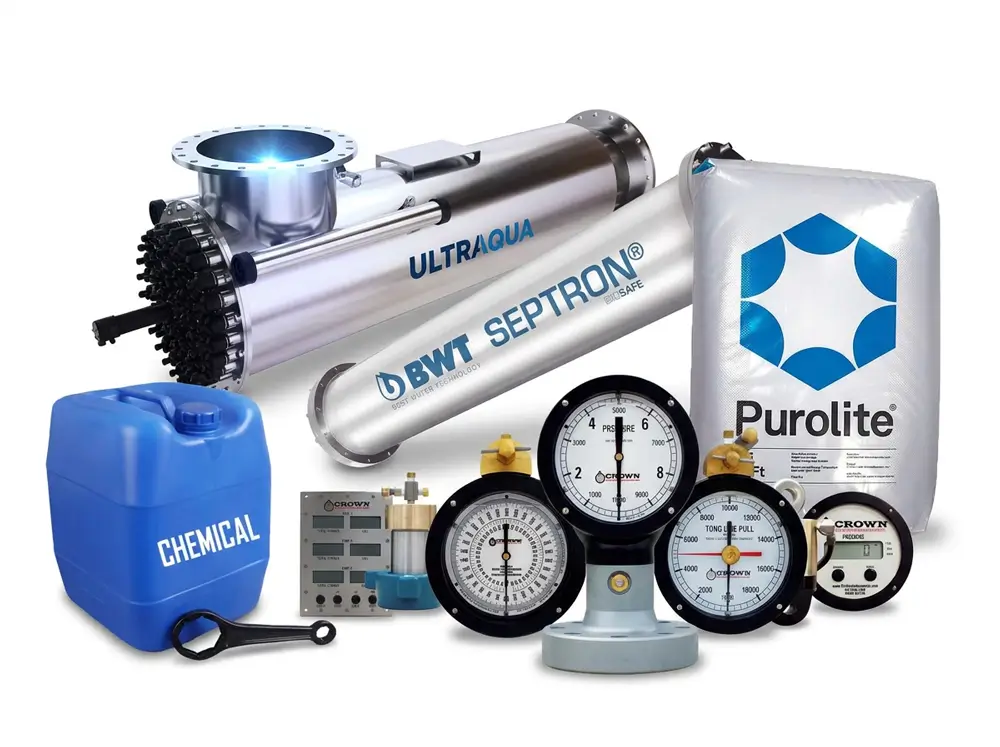 Water treatment equipment such as EDI modules, resins, and dosing systems in use